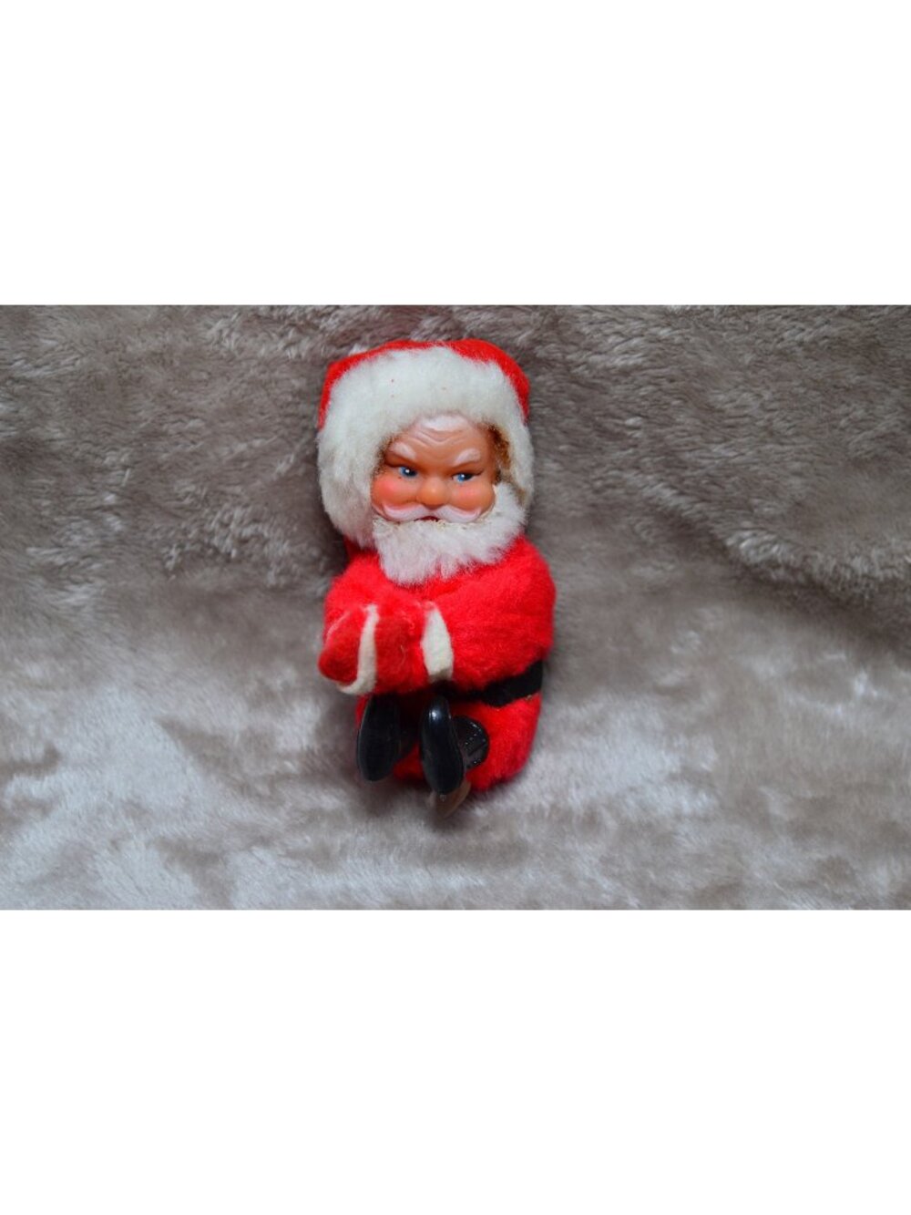Vintage Clip On Plush Santa Ornament Tree Hugger Christmas MCM Kitsch Retro